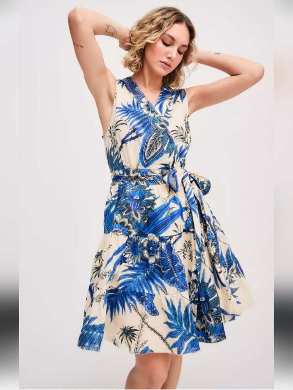Banana Republic Stampa Floral Sleevless Wrap Tiered Dress Size Medium